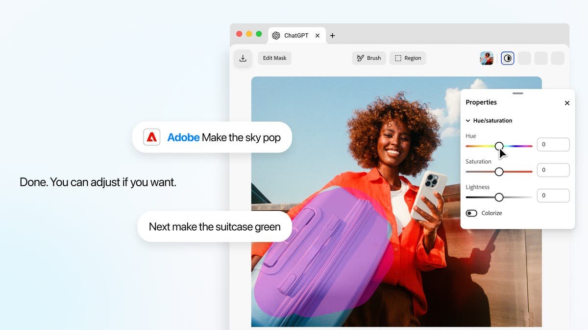 Редактор Adobe внутри ChatGPT