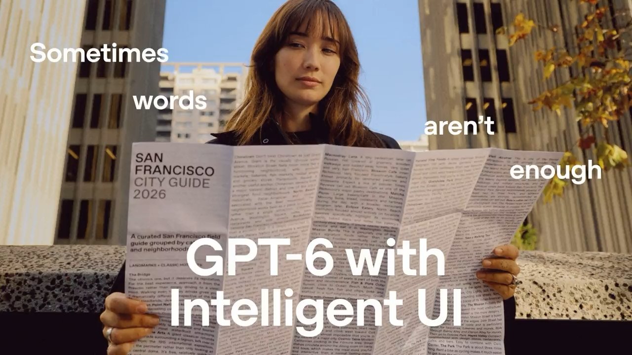 Промо-кадр GPT-6 with Intelligent UI: девушка с развёрнутой картой-путеводителем