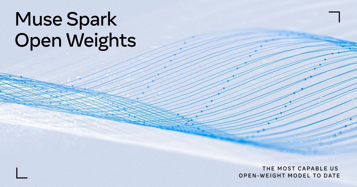 Обложка анонса Muse Spark Open Weights: голубые световые линии на светлом фоне